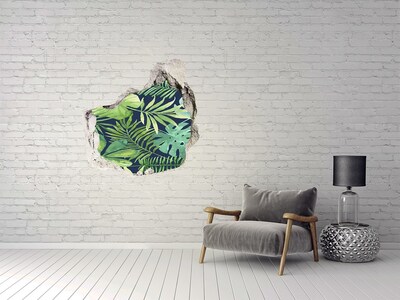 Sticker mural effet trou jungle tropicale