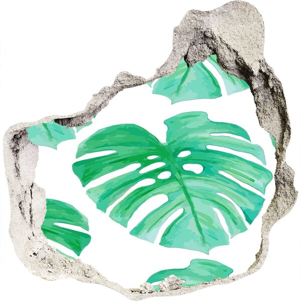 Autocollant à effet 3d trou Jungle verte derrière le mur