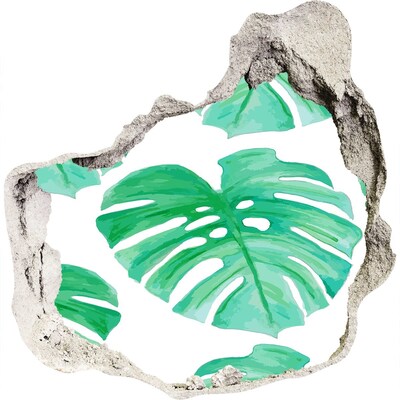 Autocollant à effet 3d trou Jungle verte derrière le mur