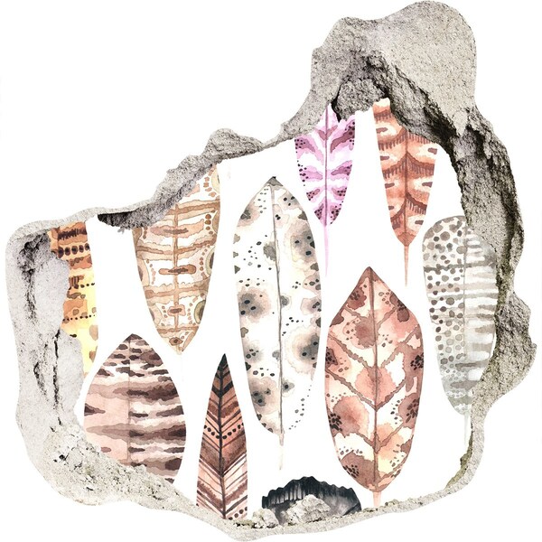 Sticker mural effet trou Des feuilles colorées dans un trou dans le mur