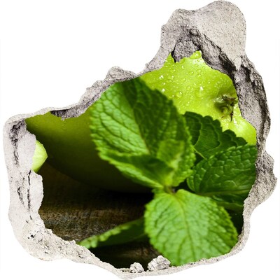 Sticker mural effet trou pomme verte à la menthe