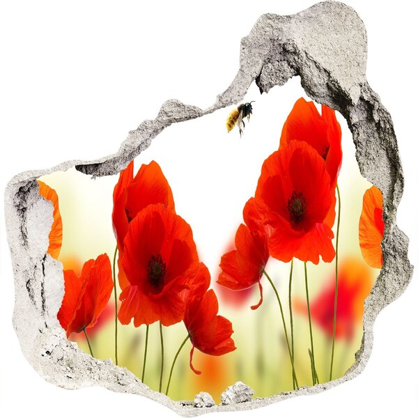 Sticker trou dans le mur Paradis fleuri avec une abeille