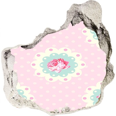Sticker trou dans le mur Motif floral sur fond rose