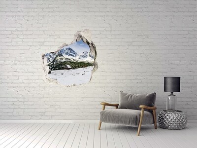 Autocollant mural trou paysage de montagne hivernal