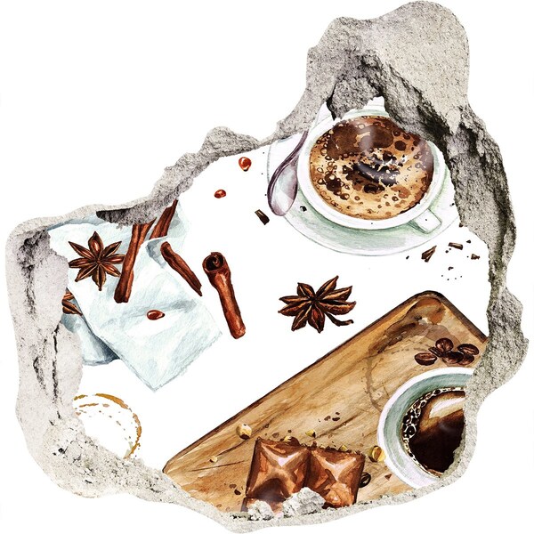 Autocollant à effet 3d trou Coin café avec épices