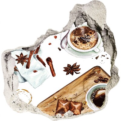 Autocollant à effet 3d trou Coin café avec épices