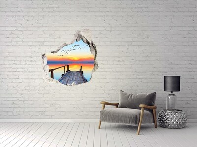 Sticker trou dans le mur Coucher de soleil sur le lac