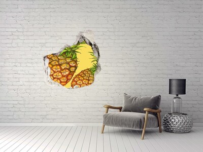 Sticker mural effet trou Fuite de couleur ananas