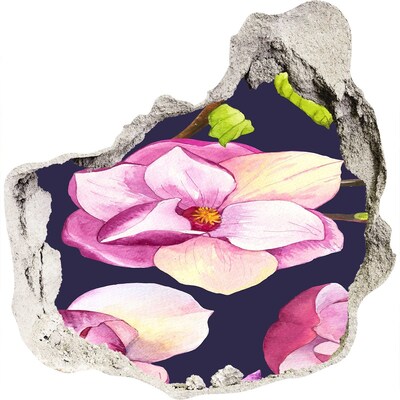 Sticker mural effet trou Motif floral en béton