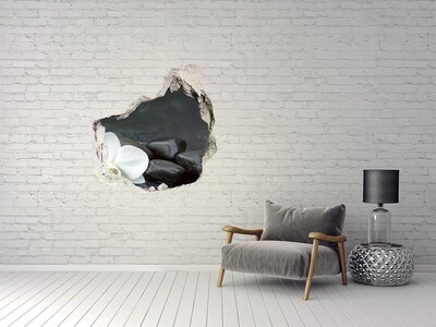 Autocollant à effet 3d trou Fleurs et pierres sur fond d'eau