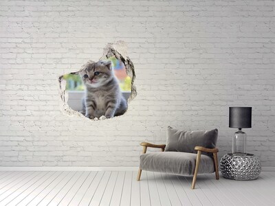 Sticker trou dans le mur Chaton dans un trou dans le mur