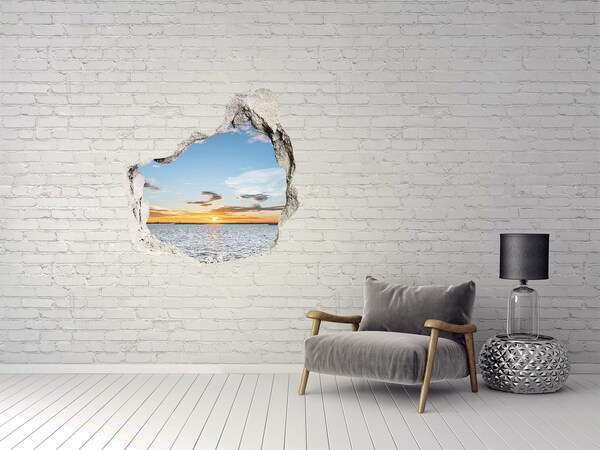 Sticker mural effet trou Coucher de soleil sur la mer