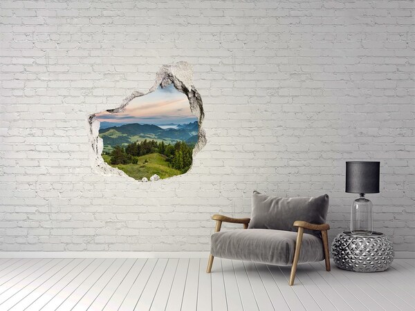Sticker mural effet trou Paysage de montagne au lever du soleil