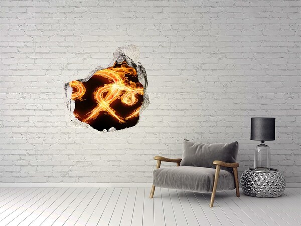 Sticker mural effet trou Serpents en feu