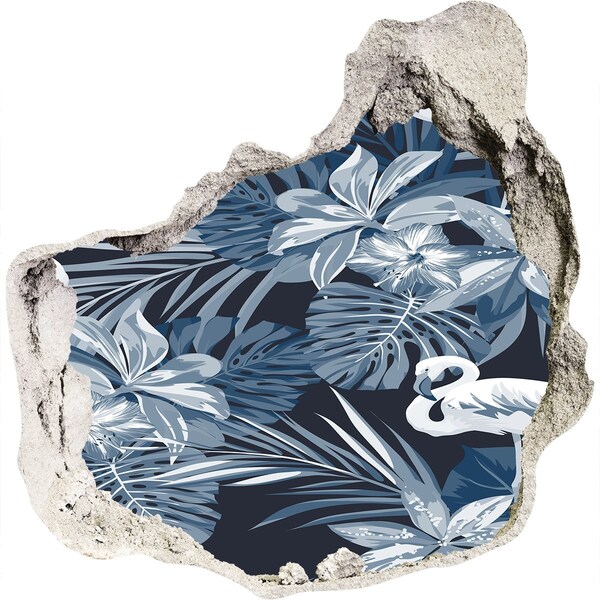 Sticker mural effet trou Paradis tropical avec des flamants roses