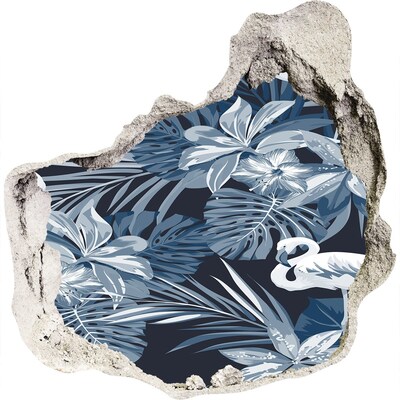 Sticker mural effet trou Paradis tropical avec des flamants roses