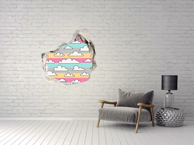 Sticker mural effet trou Des nuages ​​colorés sur un fond rayé
