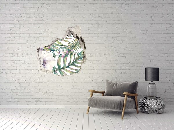 Autocollant mural trou Jardin tropical derrière le mur