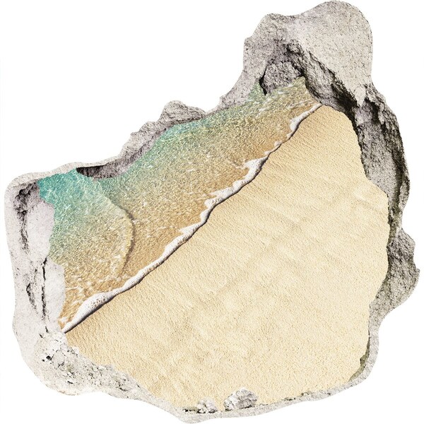 Sticker mural effet trou Plage des Caraïbes à travers un trou dans le mur