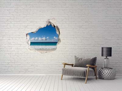 Autocollant à effet 3d trou vue sur l'océan