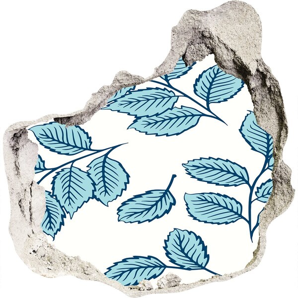 Autocollant à effet 3d trou Feuilles vertes sur fond de mur