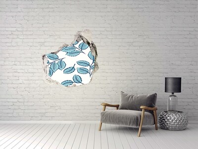 Autocollant à effet 3d trou Feuilles vertes sur fond de mur