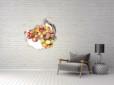 Autocollant à effet 3d trou Des fruits dans un trou dans le mur