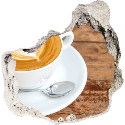 Autocollant à effet 3d trou Du café dans un mur délabré