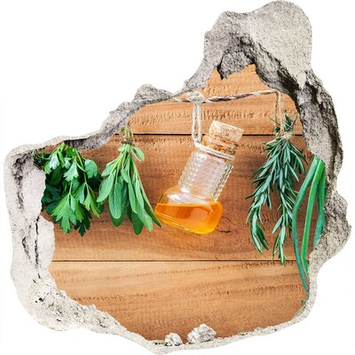 Sticker mural effet trou Huile aux herbes dans un cadre rustique