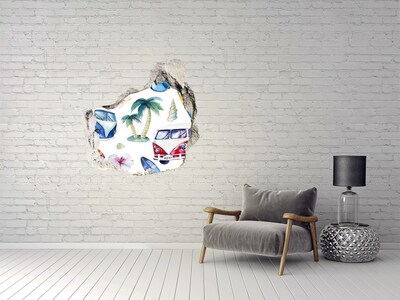 Autocollant à effet 3d trou Vacances rétro dans les Caraïbes