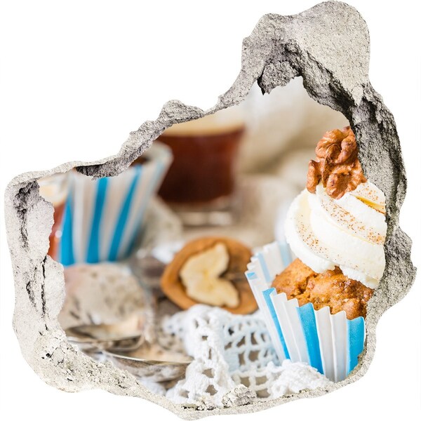 Autocollant à effet 3d trou Un paradis sucré avec des cupcakes