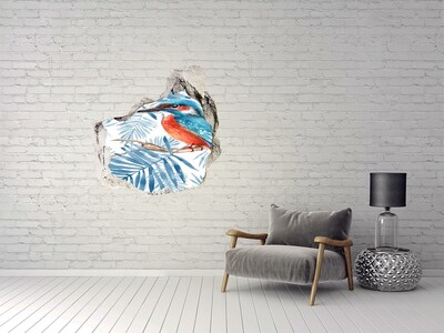 Sticker mural effet trou Oiseau tropical parmi les feuilles