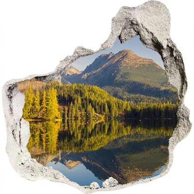 Autocollant à effet 3d trou Paysage montagneux avec un lac