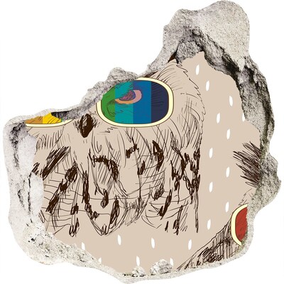 Autocollant mural trou L'œil du hibou dans un trou dans le mur