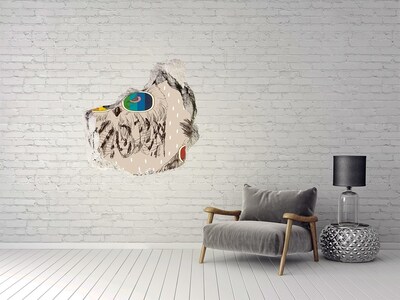 Autocollant mural trou L'œil du hibou dans un trou dans le mur