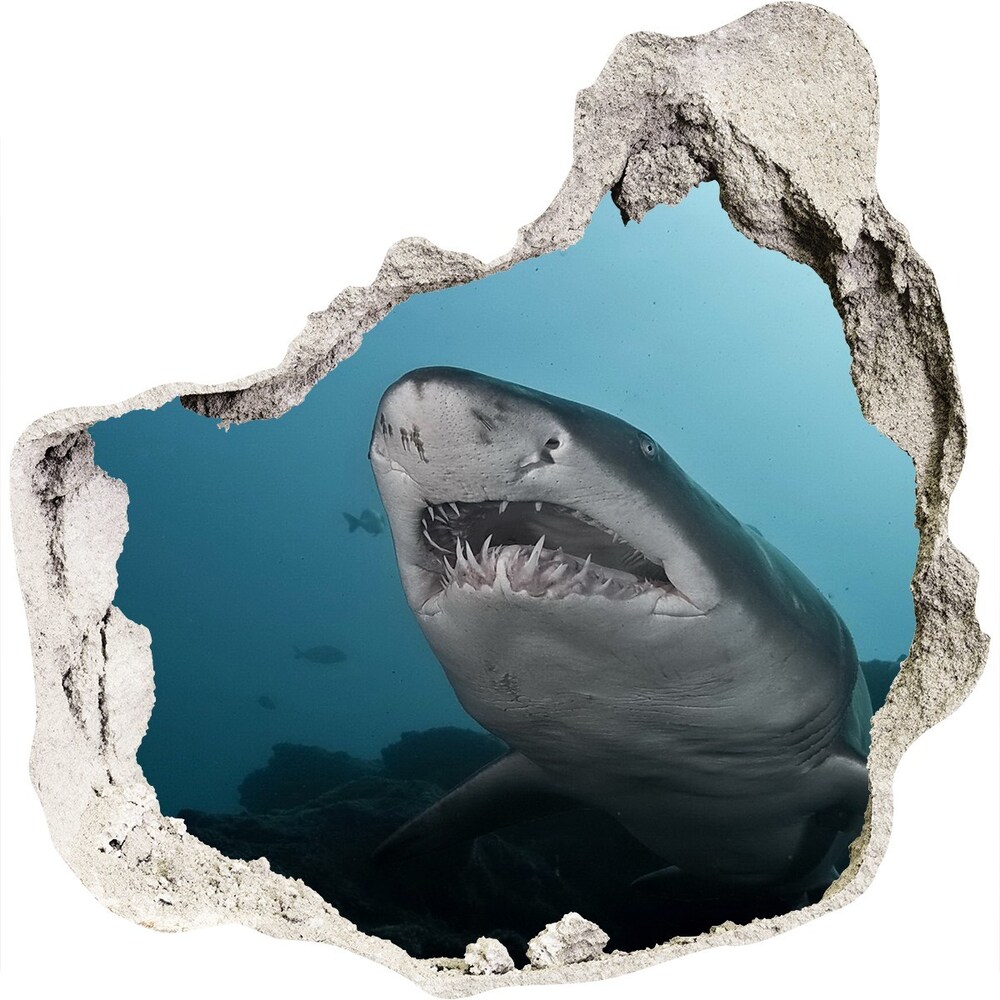Sticker trou dans le mur Grand requin grès