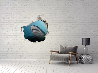 Sticker trou dans le mur Requin dans le monde sous-marin