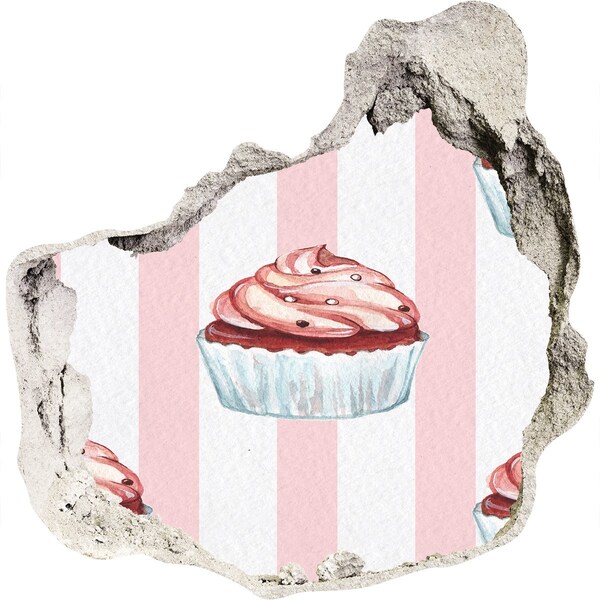 Sticker trou dans le mur Cupcake dans un trou dans le mur