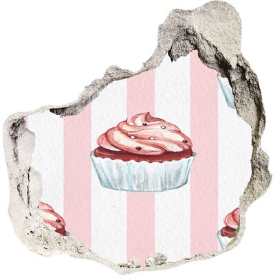 Sticker trou dans le mur Cupcake dans un trou dans le mur