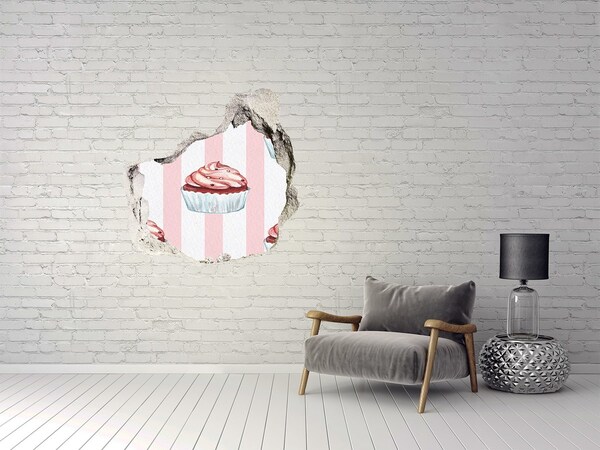 Sticker trou dans le mur Cupcake dans un trou dans le mur
