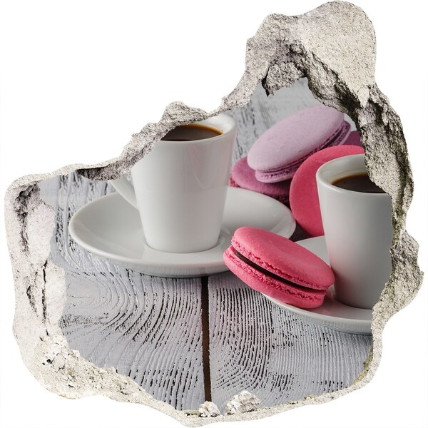 Sticker mural effet trou Paradis du café avec des macarons