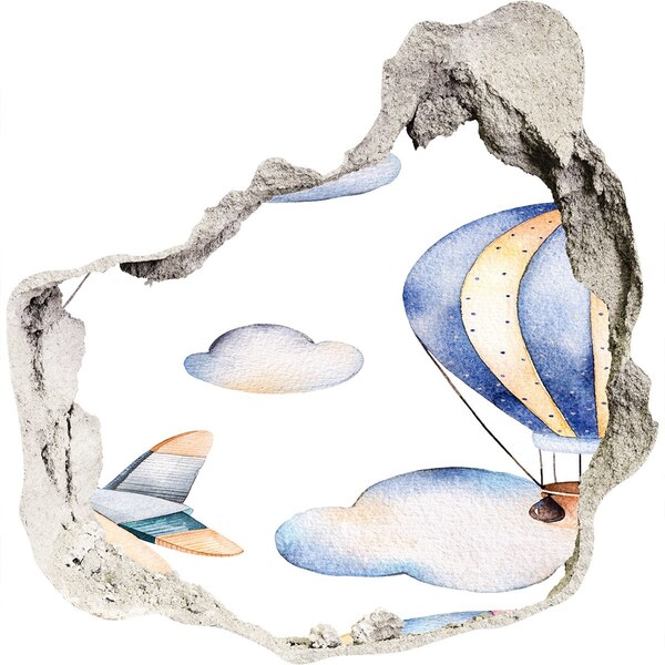 Sticker mural effet trou Vol en ballon au-dessus des nuages