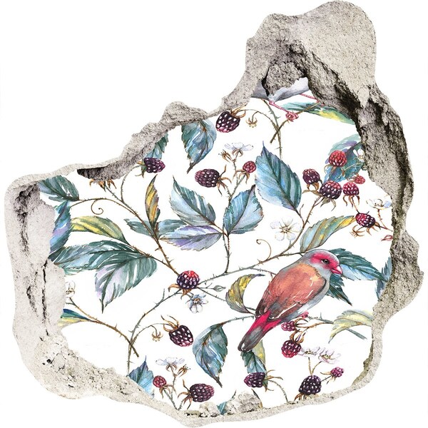 Autocollant mural trou Un oiseau parmi les mûres