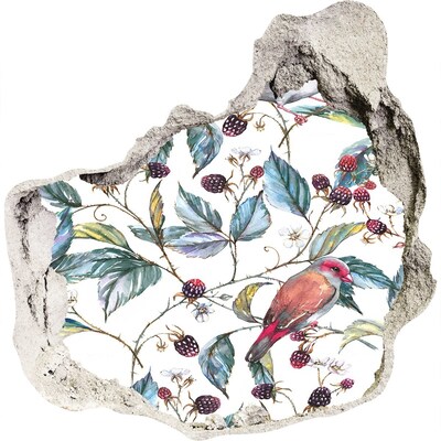 Autocollant mural trou Un oiseau parmi les mûres