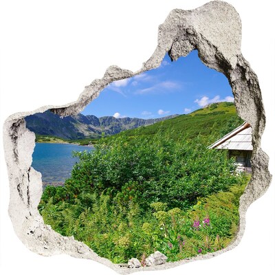Autocollant à effet 3d trou Paysage montagneux avec un lac