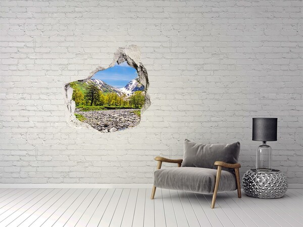 Sticker mural effet trou Paysage montagneux avec une rivière