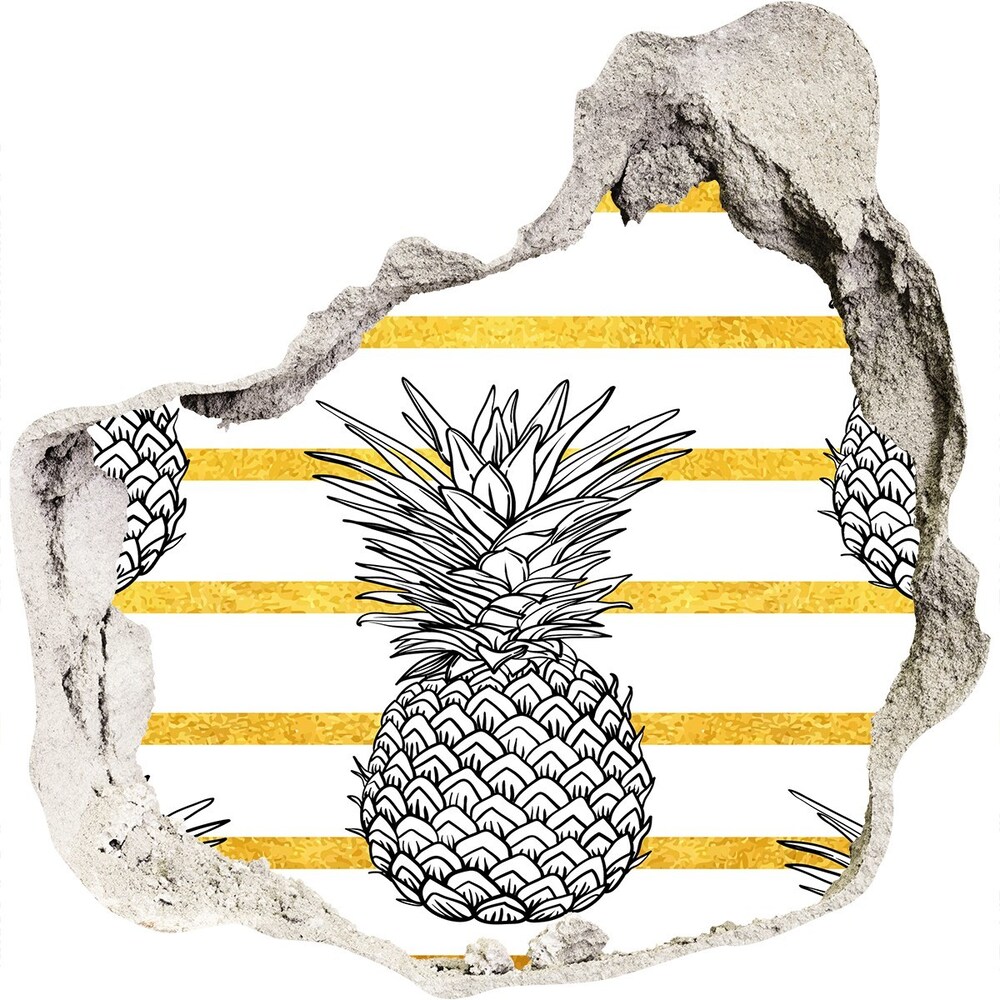 Sticker mural effet trou Rayures d'ananas grès