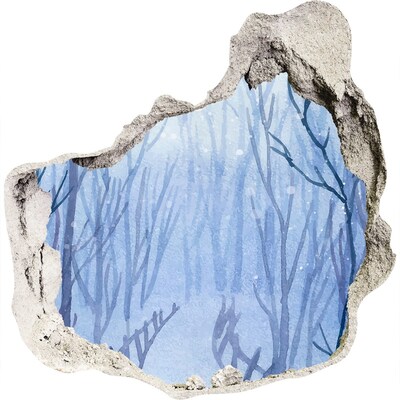 Autocollant à effet 3d trou Paysage d'hiver à travers un trou dans le mur