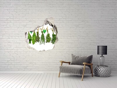 Autocollant à effet 3d trou Jardin d'herbes aromatiques caché dans un mur