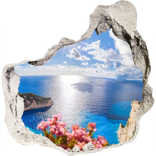 Autocollant à effet 3d trou Vue depuis la falaise surplombant la mer